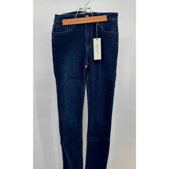 JustUSA Womens Denim Stretch Mid Rise Jeans Skinny Leg Zip Pocket Size 28/6 Blue - Picture 1 of 5